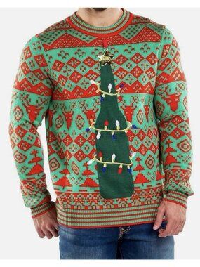 Tipsy Elves Ugly Christmas Sweater Beer Bottle Opener Party Contest Men’s Large
